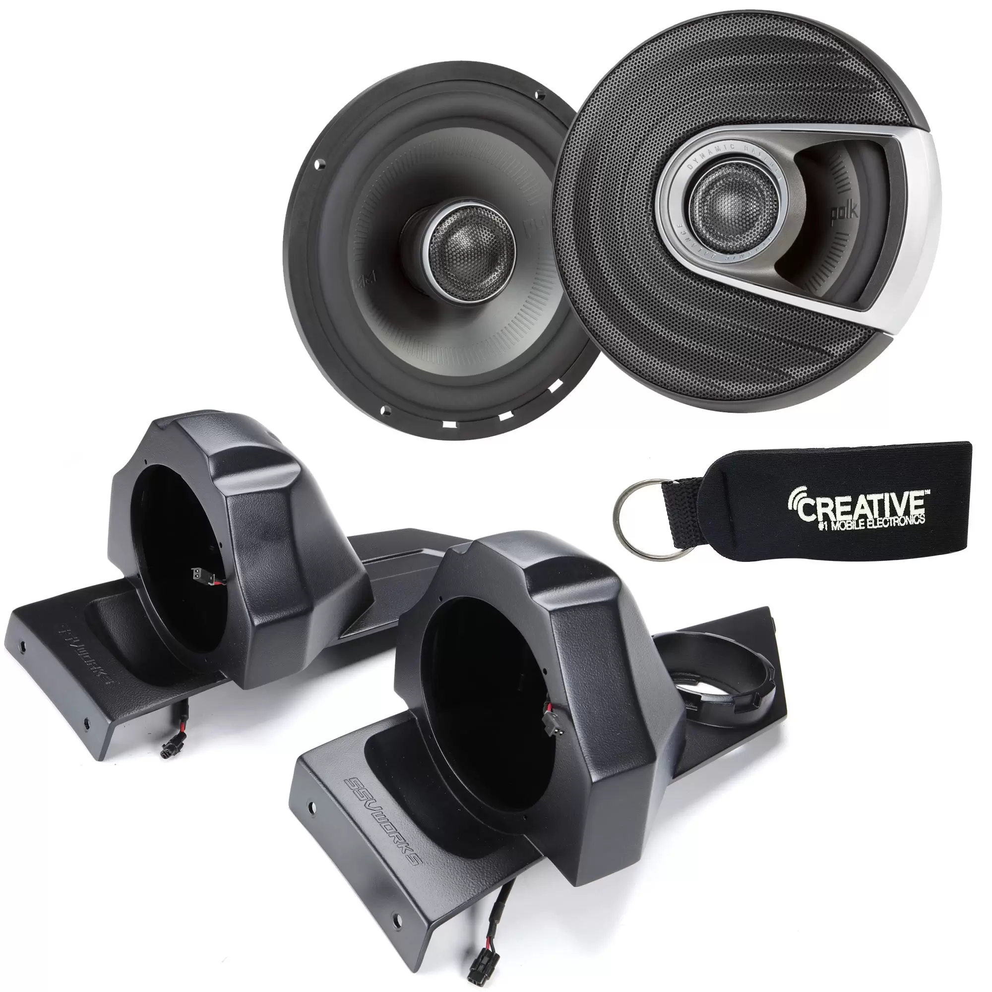 SSV Works For SS-B65U Polaris Slingshot Rear Speaker Pods + Polk MM652 6.5 Marine Rated Coax Speakers