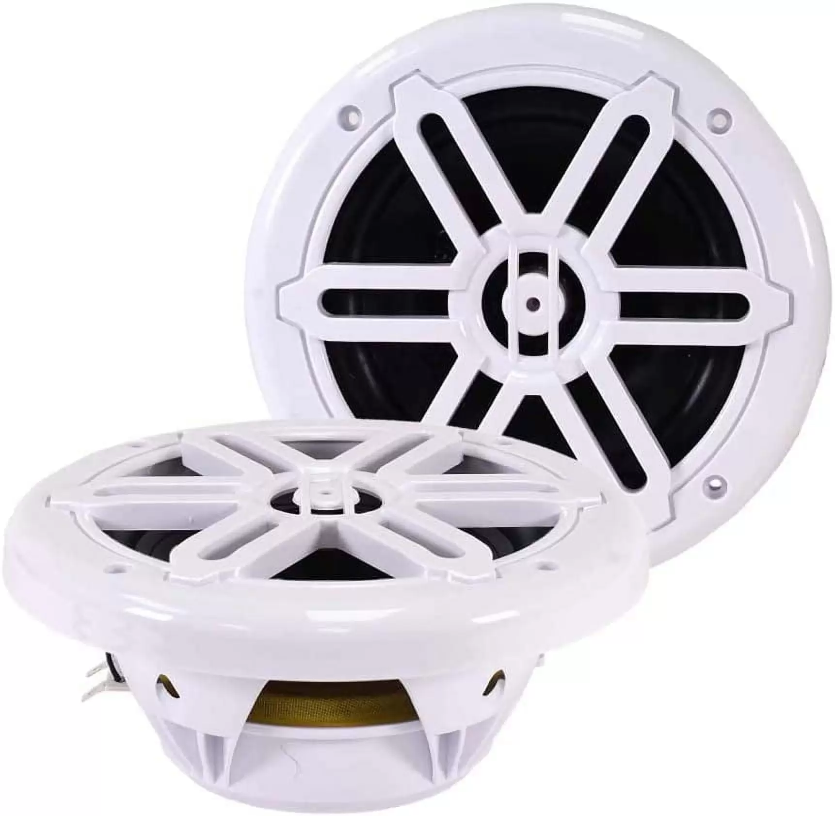 Seis Audio - SA-65M01W - Pair of White 6.5 Inch 150 Watt 2-Way Waterproof Boat/Marine Speakers - 300 Watts Total