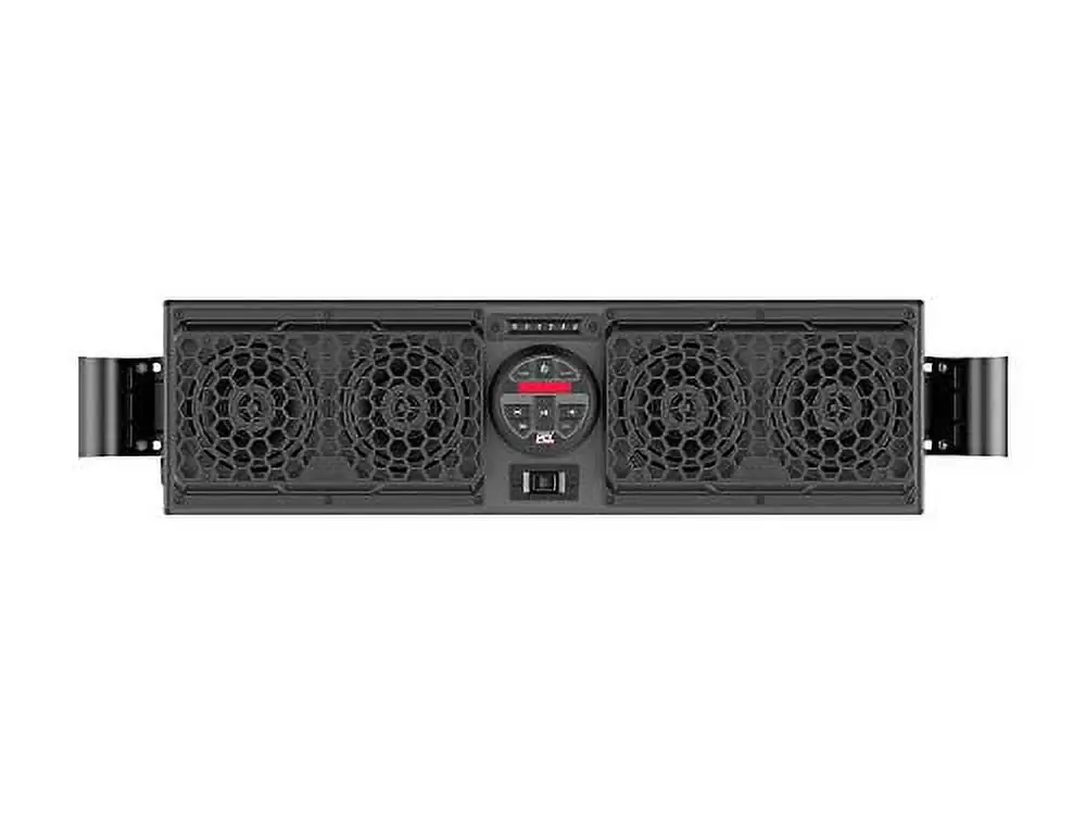 SuperATV MUDSYS31|FC UTV 4|Speaker Sound System|Fits Pro|Fit/Profile Cages with 32.25 to 38.75 Inside Dimension (See Fitment)|Includes LED Light. Digital Clock. and AM/FM Radio|MUDSYS31-FC