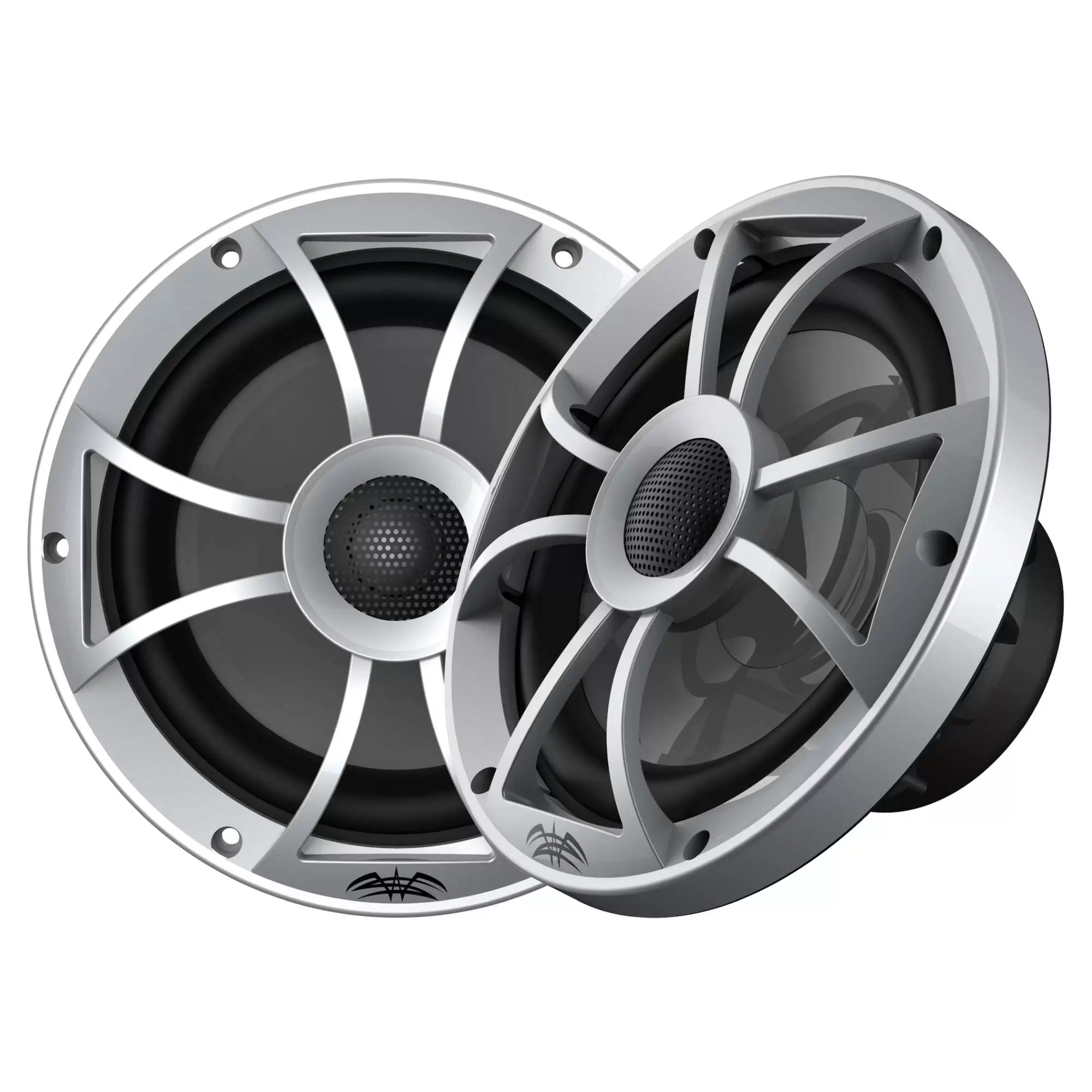 Wet Sounds RECON 8-S RGB 8 Coaxial Speakers w/ Silver Open Grilles. Integrated RGB LEDs and Waterproof Connector - Pair