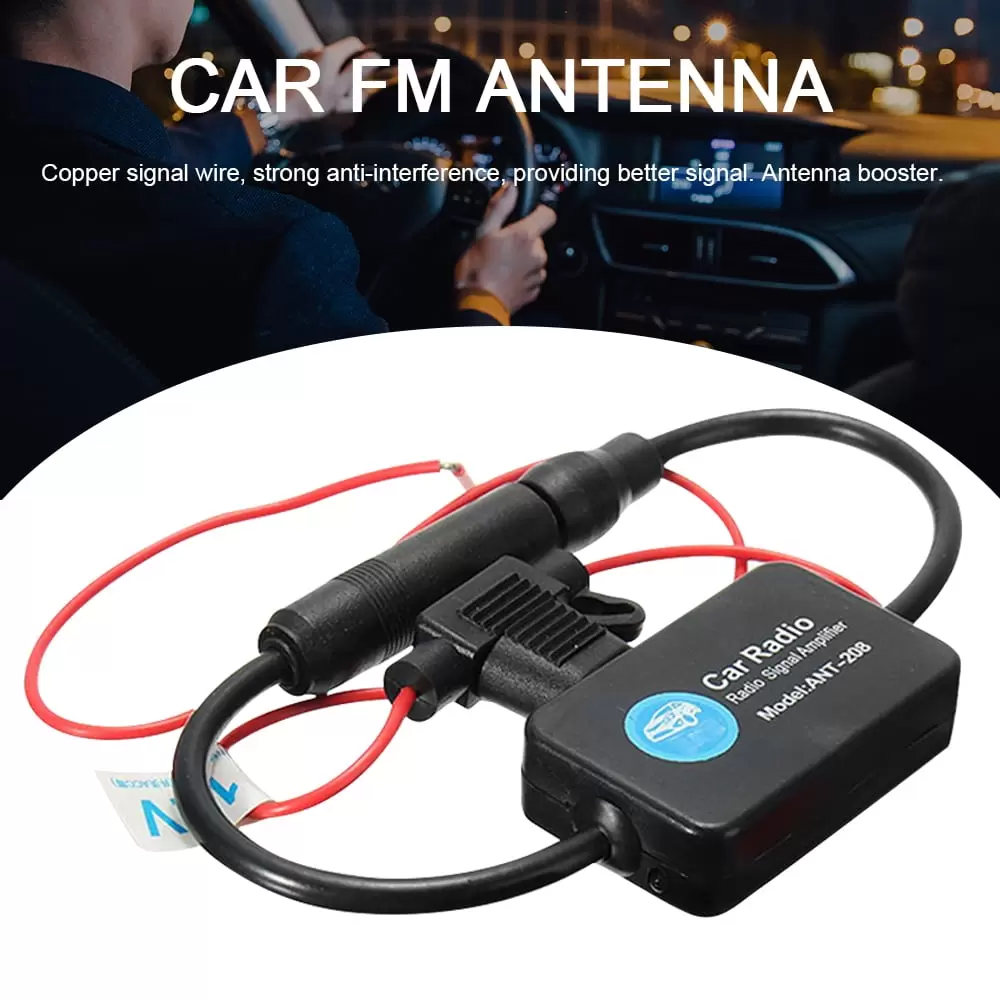 Kyoffiie Universal 12V Car Radio FM AM Antenna Signal Amplifier Booster ANT-208 330mm for Marine Car Boat RV