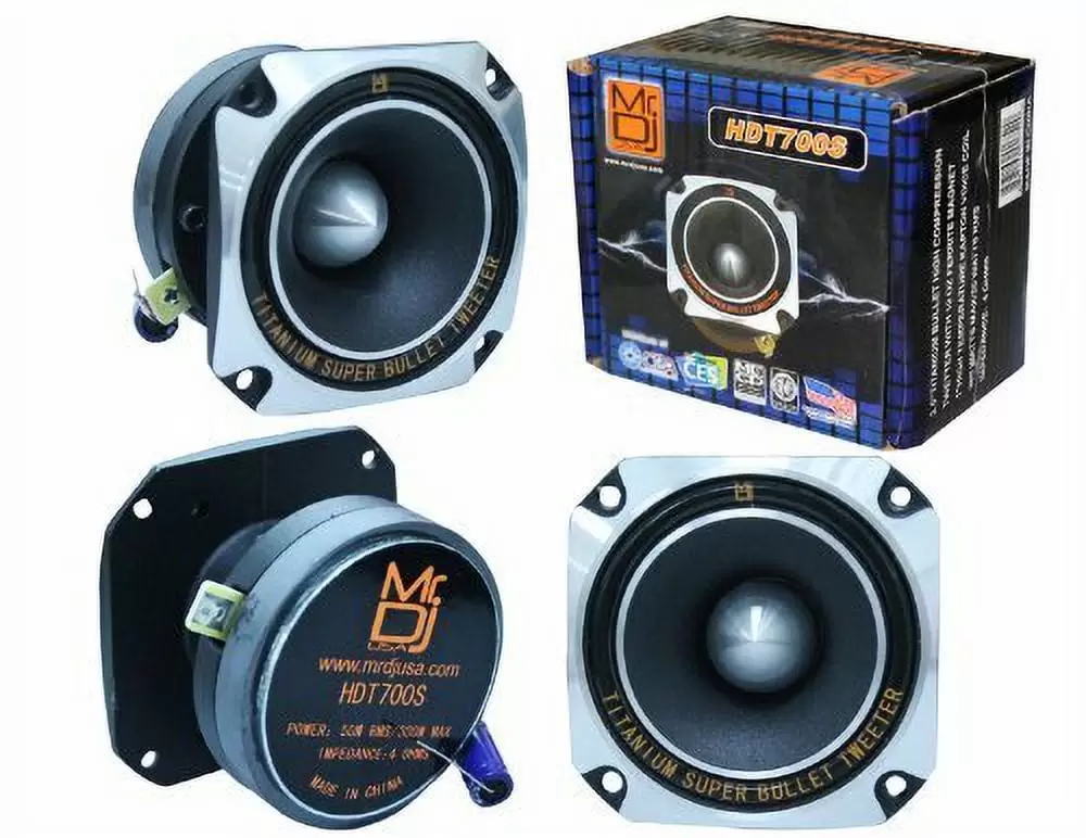 Mr. Dj HDT700S 3.5-Inch Titanium Bullet High Compression Tweeter for Car. Van. ATV. UTV. Marine. Boat. Motorcycle. Motorsports. and Competition